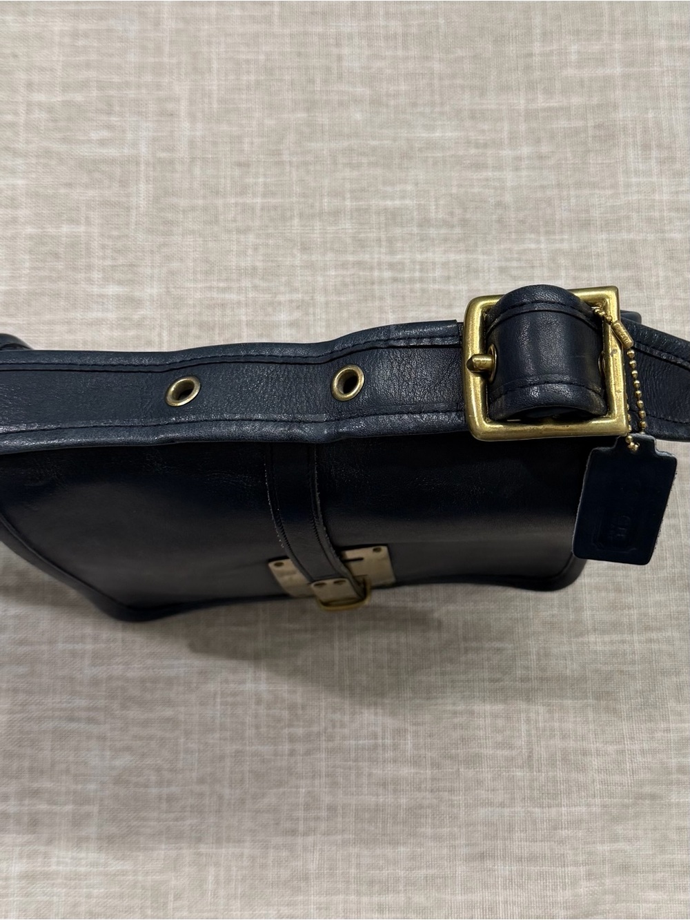 Vintage Coach Hasp Bag 9260 Black Leather Brass Bonnie Cashin Era 1970s - Picture 15 of 16